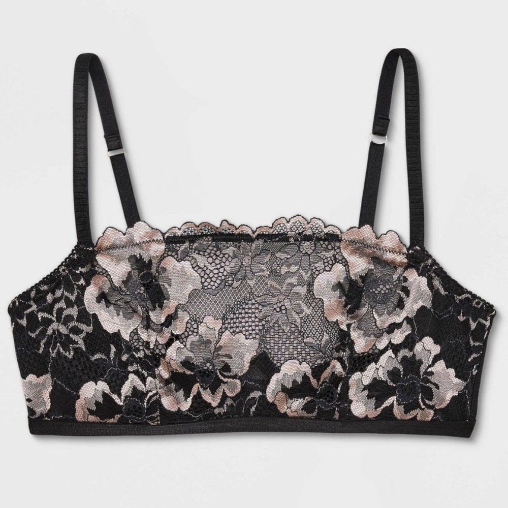 Auden‎ Lace Underwire Bralette Black Pink Adjustable Straps Women’s Sz M